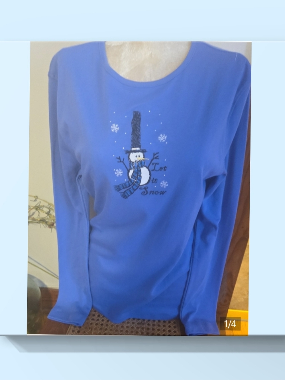 Nwt  Royal Blue Snowman Crewneck Top Size Medium